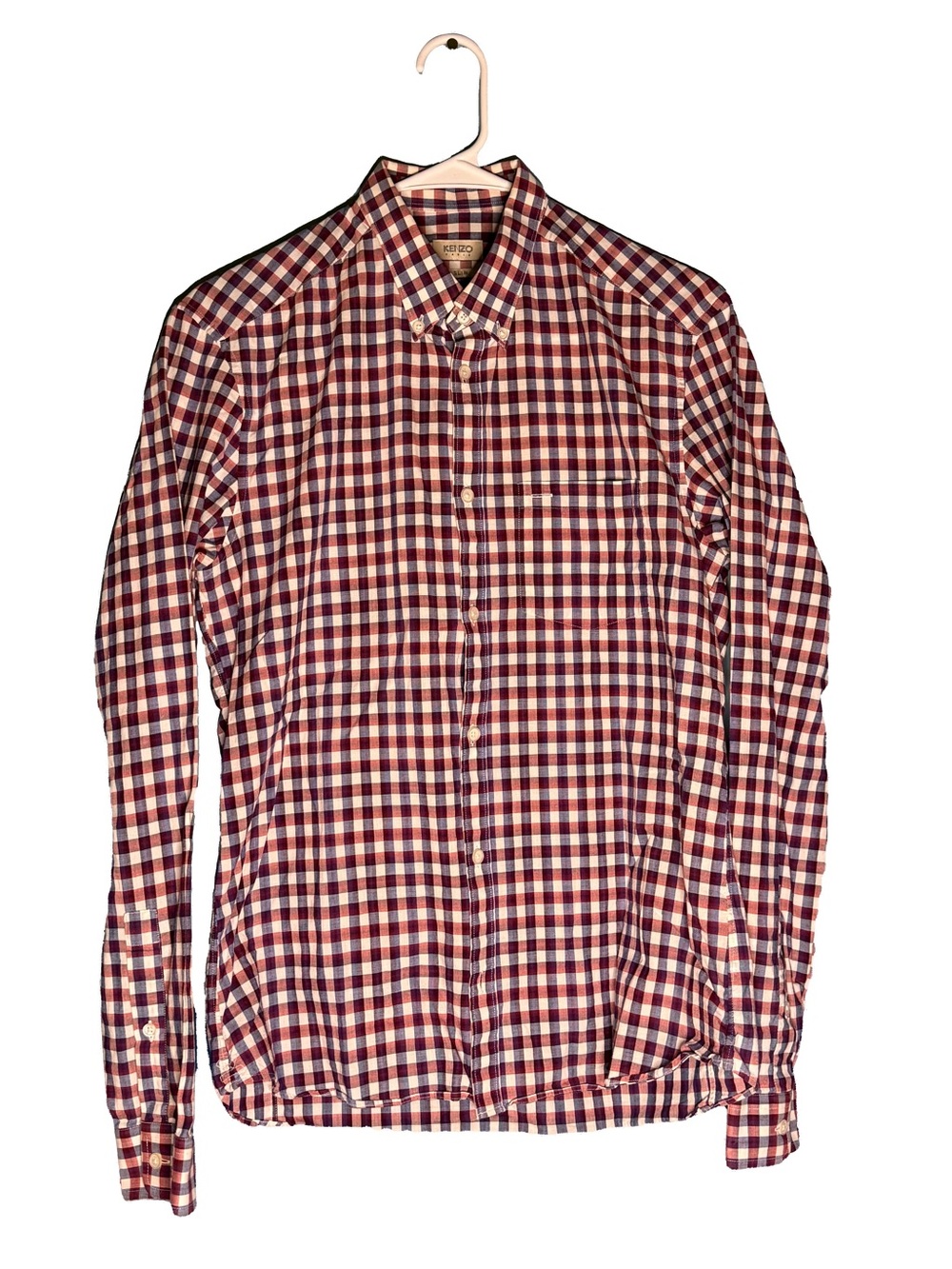 Kenzo Paris Red and White Gingham Slim-Fit Long-Sleeve Button-Down Shirt